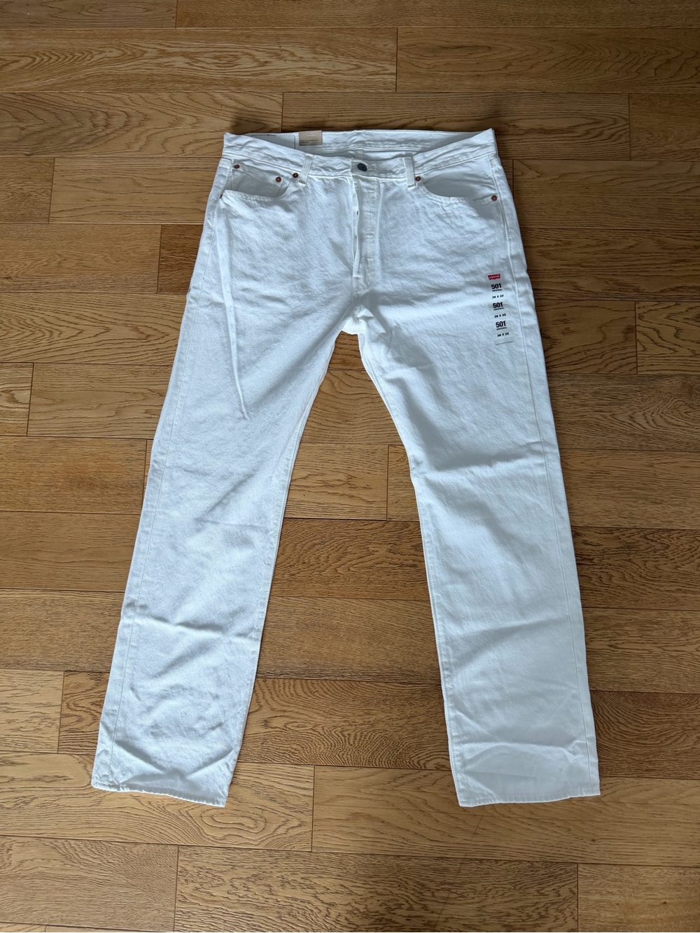 Levi’s 501 White Non Stretch Straight Denim Jeans Summer Hamptons Vintage 36x32